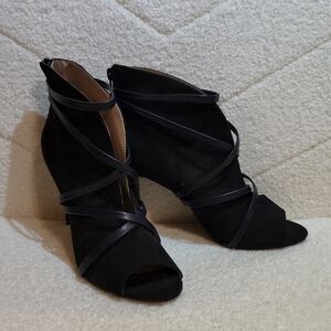 Black Faux Suede Heels